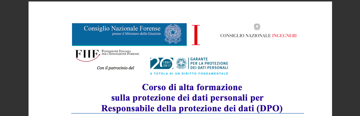 Corso di alta formazione sulla protezione dei dati personali per Responsabile della protezione dei dati (DPO)