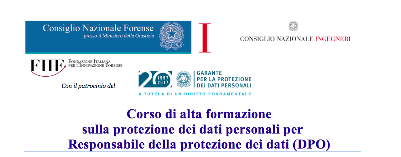 Corso di alta formazione sulla protezione dei dati personali per Responsabile della protezione dei dati (DPO)